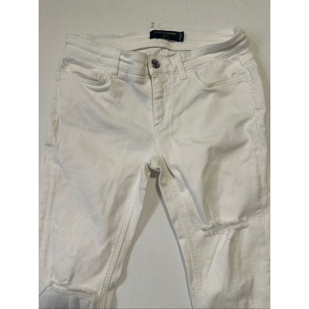 Dolce & Gabbana White Distressed Skinny Jeans IT 38 US 2 Made in Italy Stretch D